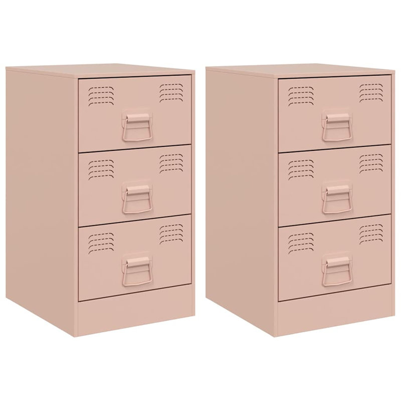 Raineri 34.5cm W Steel Bedside Table, Set of 2, Pink