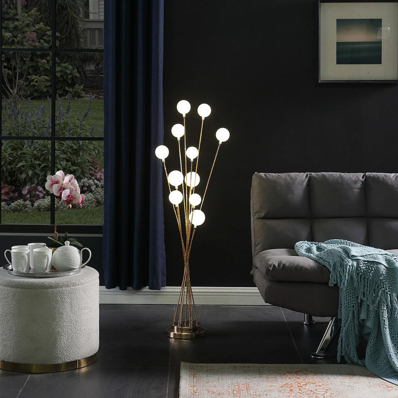 Lampe sur pied 46 po en acrylique à 11 lumières DEL Aluminun