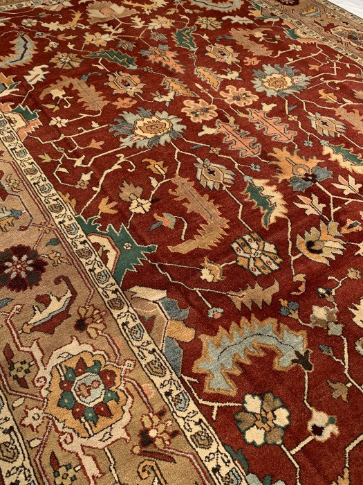 Wool Oriental Area Rug in Red/Beige