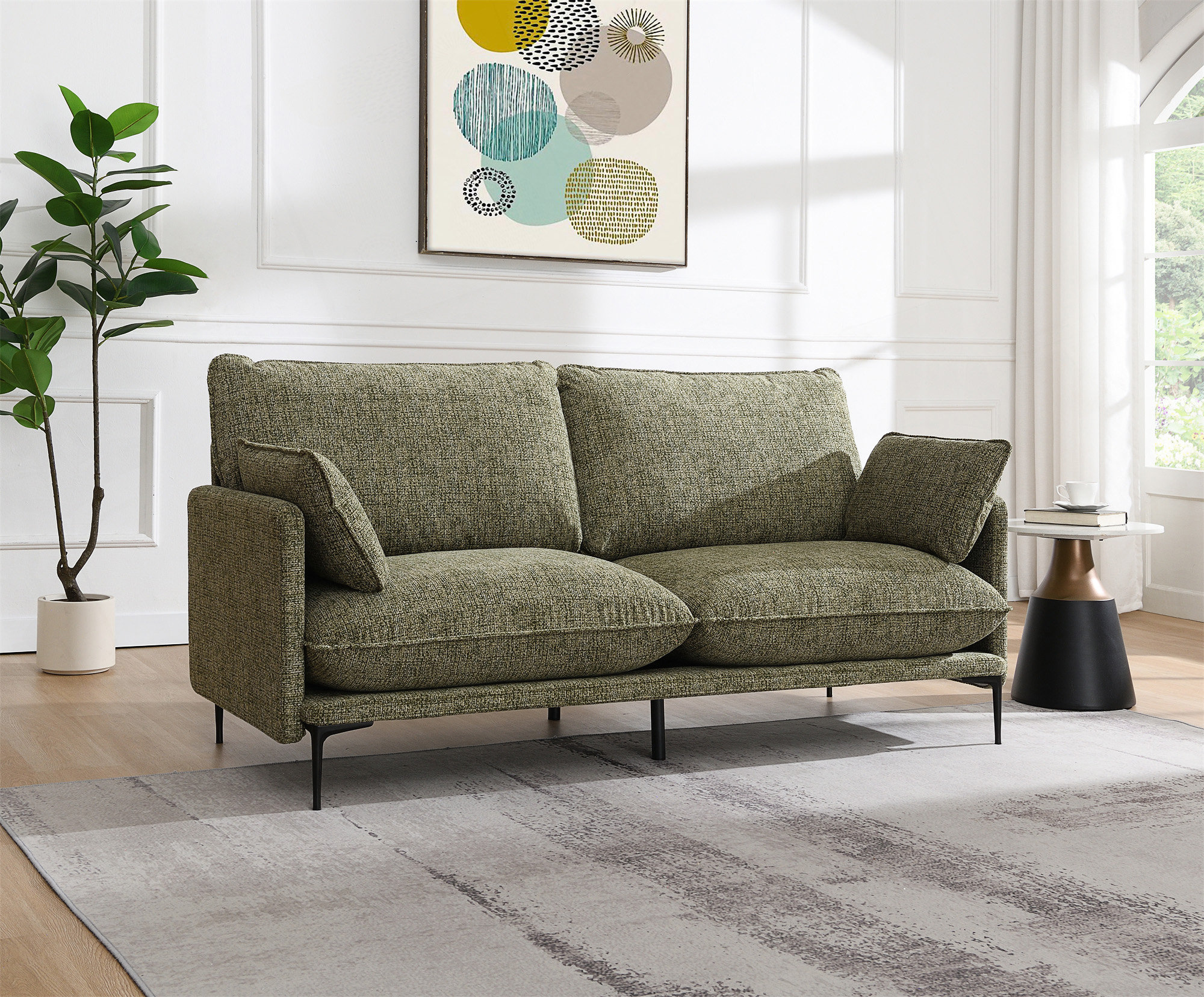 Latitude Run® Sofa With 2 Pillows And Compressed Cushions | Wayfair