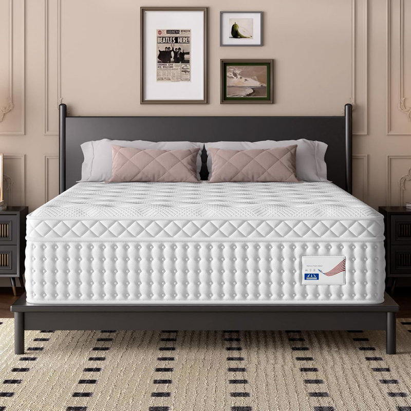 12 Inch King Hybrid Mattress – Memory Foam & Pocket Spring Bed – Medium Firm Comfort, Spine Support, Quiet & Breathable, 12"