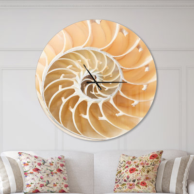 Motif de coquillage brun Nautilus - horloge murale moderne