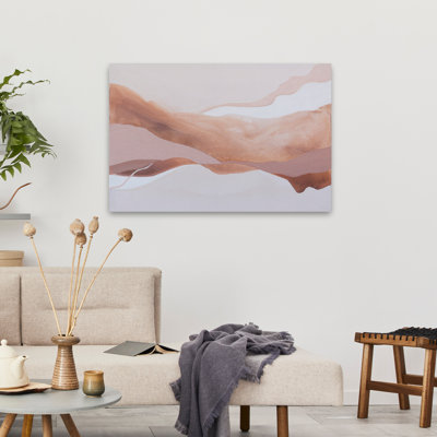 Devochkina - forme abstraite de paysage contemporain contemporain de minimalisme à vagues roses