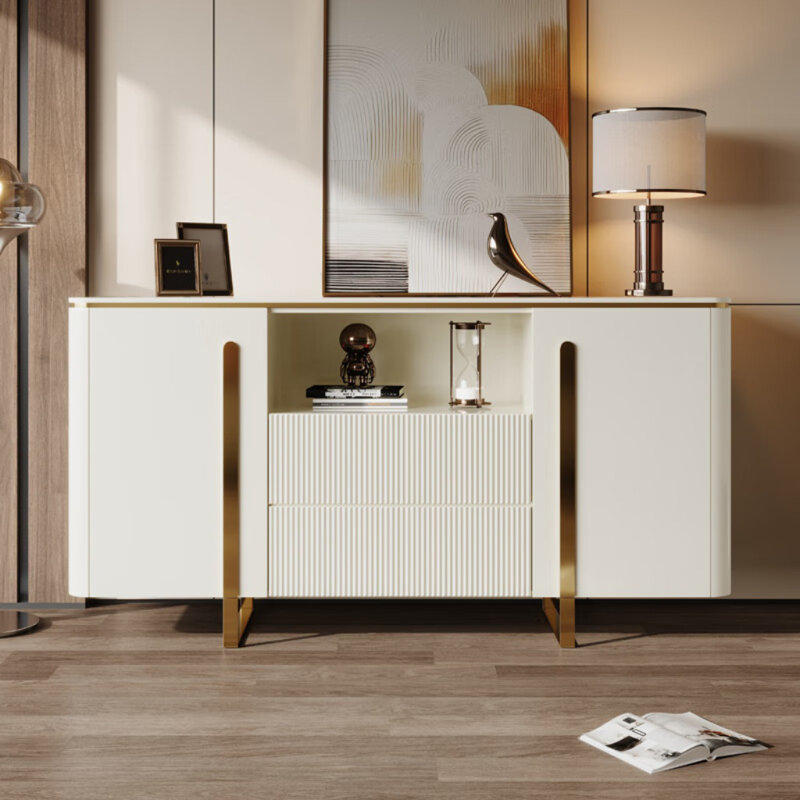 Buffet de salle à manger moderne et luxueux, H 33,46 po x l 62,99 po x P 15,75 po, Blanc