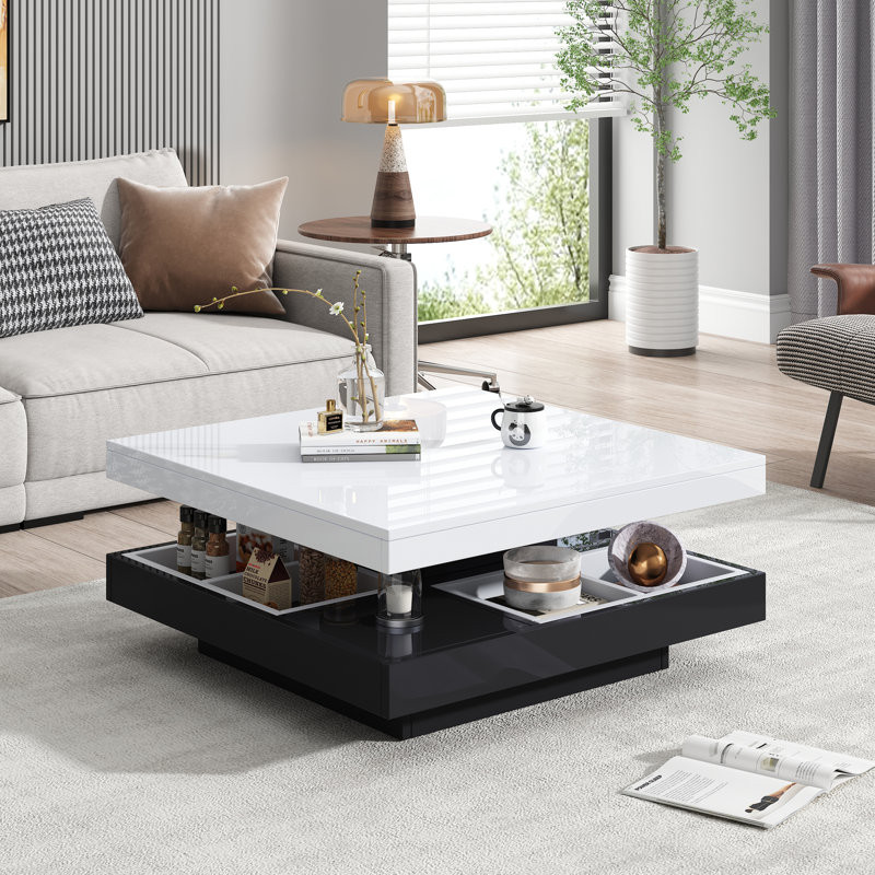 Frame Coffee Table with Storage, Black