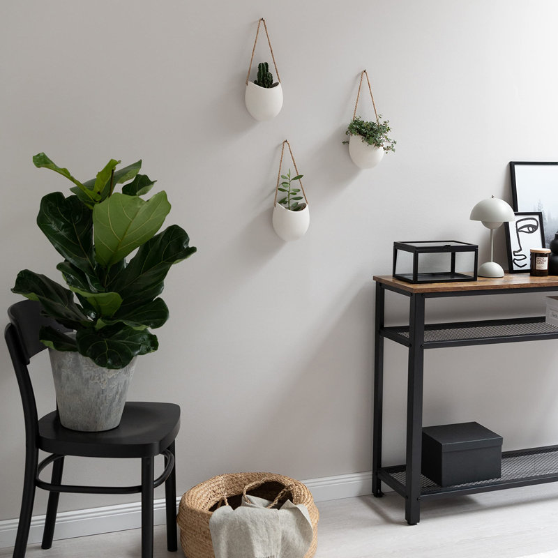 Pots de plantes suspendus en céramique 3 pièces, Blanc
