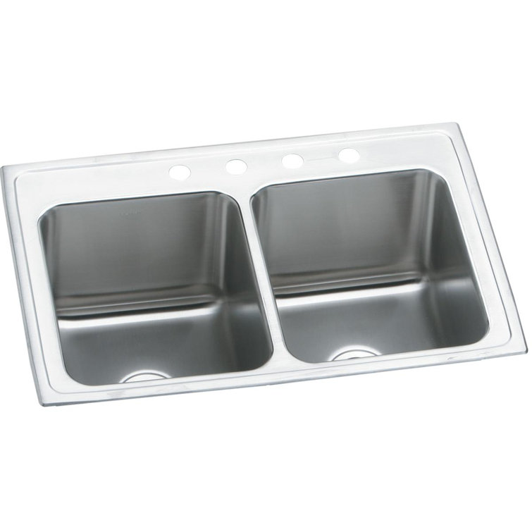 Lustertone 25" L x 19.5" W Double Basin Drop-in Sink