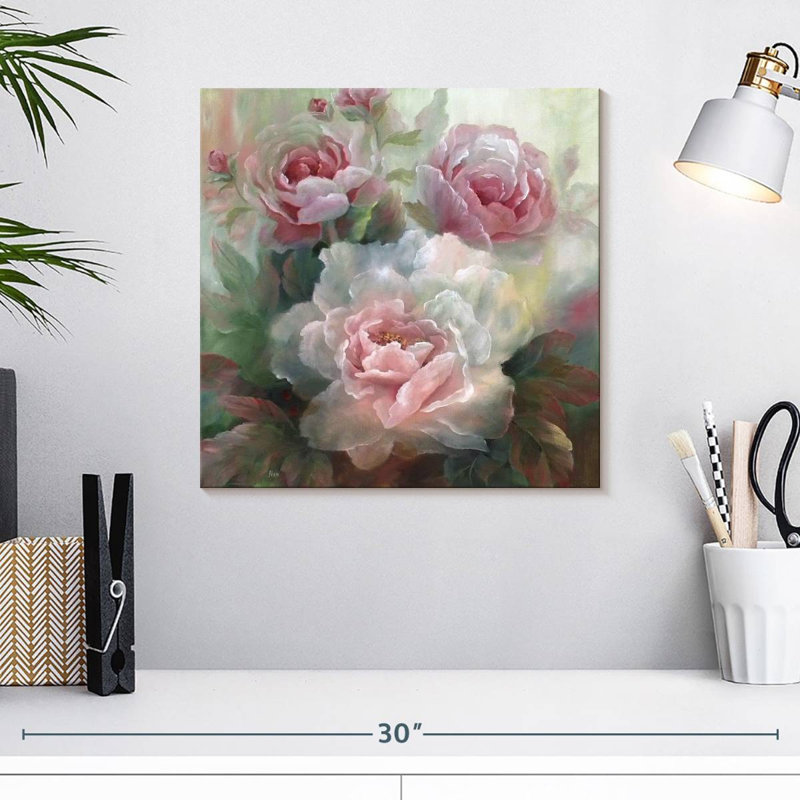 Bouquet de roses blanches III, H 16 po x l 16 po