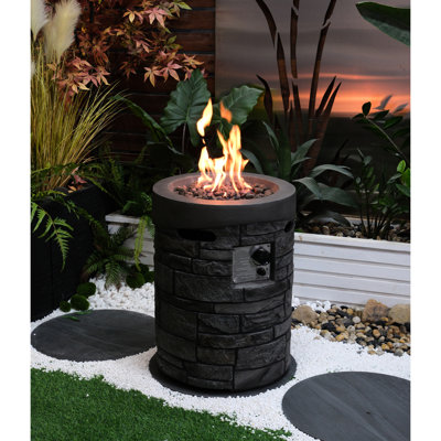 20 Inch Diameter Outdoor Gas Fire Pit, 32000 , , With Lava Stones & Rainproof Shielding Fireplace, And