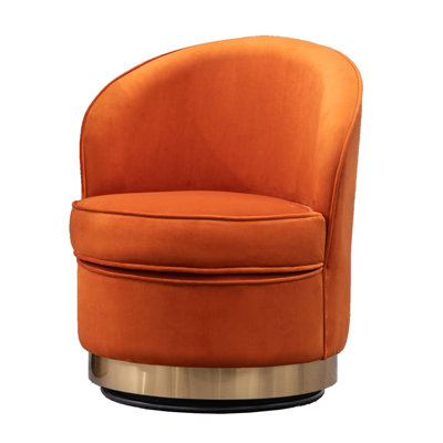 Contemporary Swivel Chair, Upholstered Chair, Accent Chair With Round Swivel Base, Comfy Chair by Everly Quinn