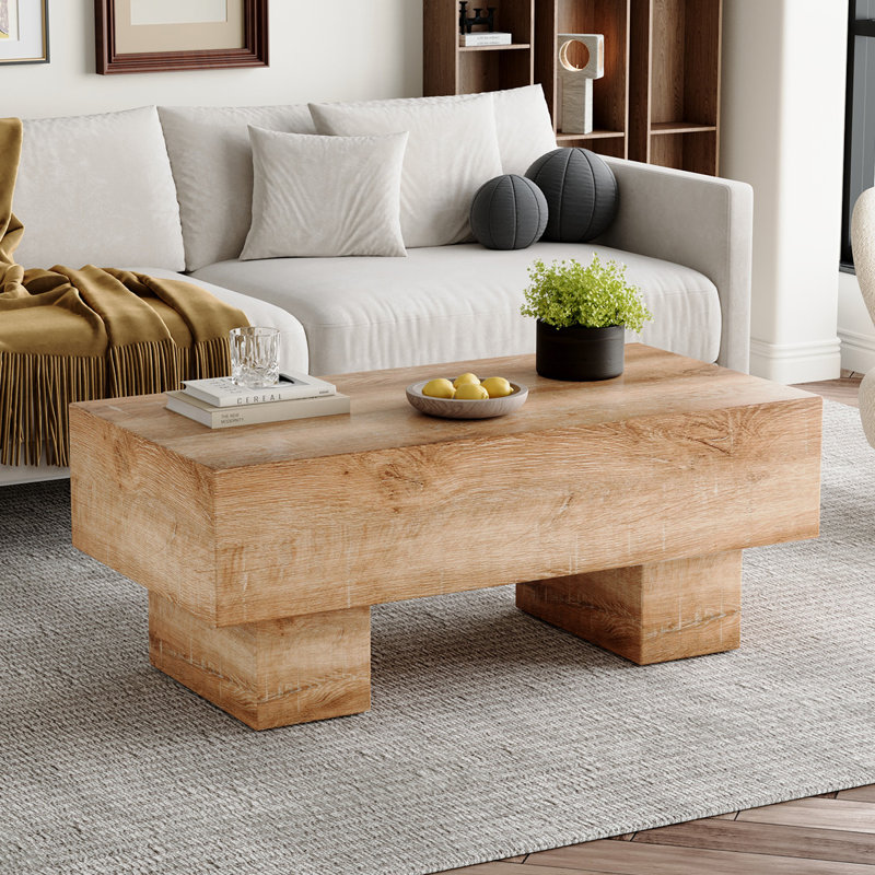 Table basse 43 po, Bois jaune clair