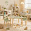 Ensemble de table d'activités en bois pour enfants avec 2 chaises en forme de paresseux, mobilier de jeu et d'étude pour tout-petits au design animalier mignon