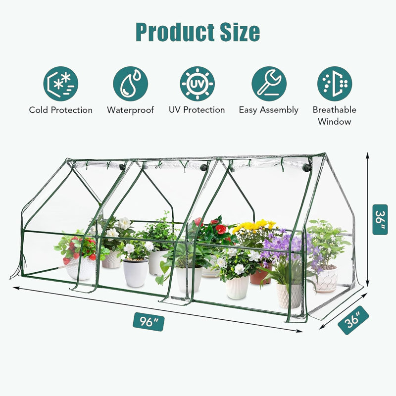 Mini serre portable, H 36 po x l 96 po x P 36 po
