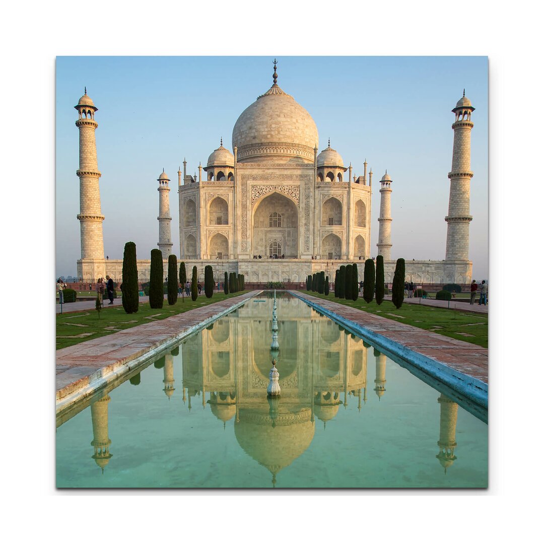 Leinwandbild Taj Mahal mit Spiegelung im Wasser