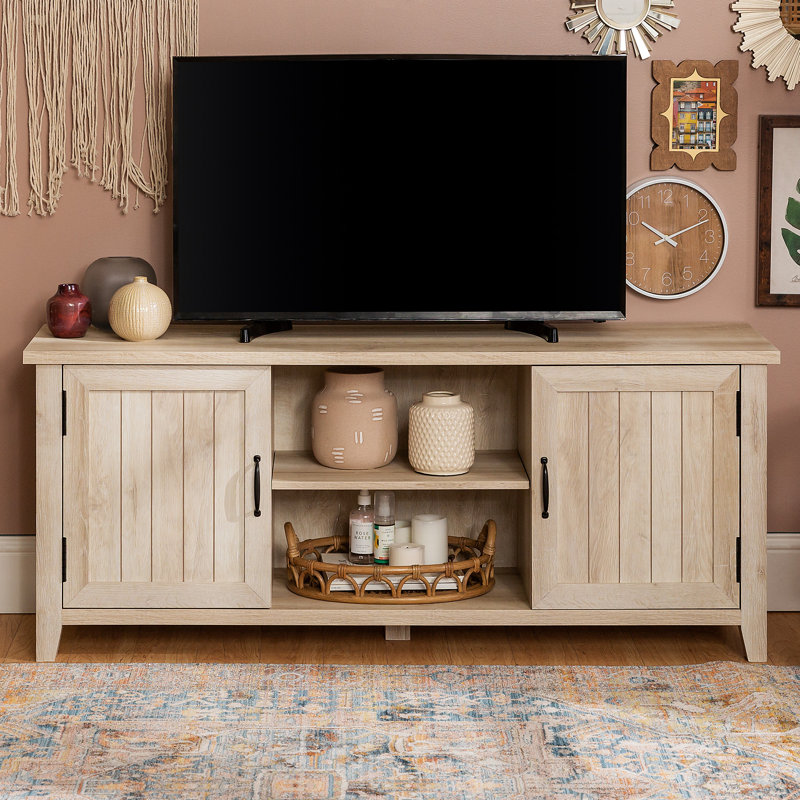 Oropeza 58" 2-Door TV Stand for TVs up to 65", White Oak