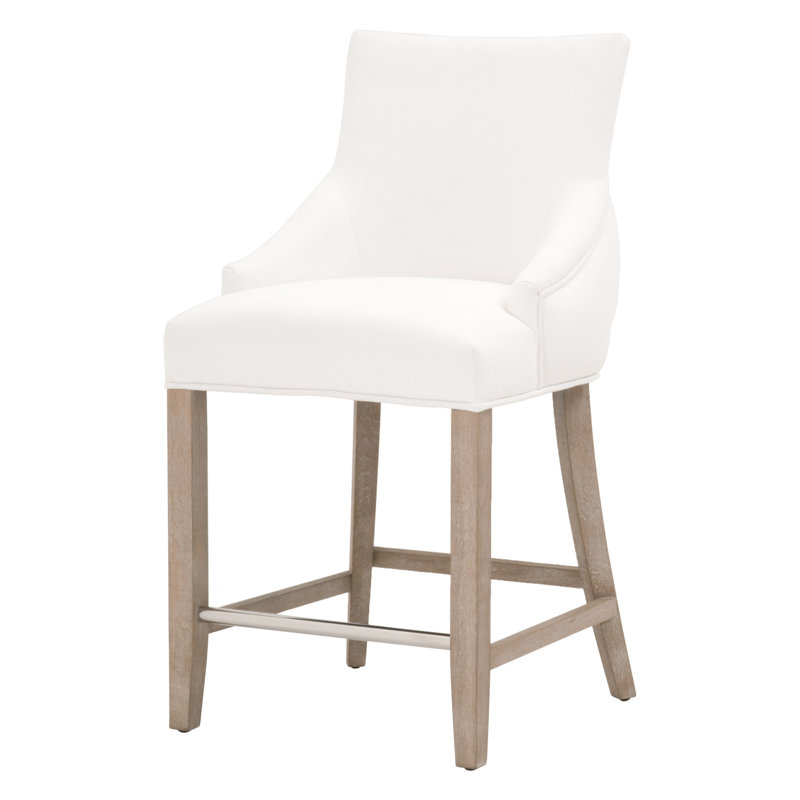 Tabouret de bar et de comptoir Tennyson, Tabouret de comptoir (siège d'une hauteur de 26 p, Blanc / beige