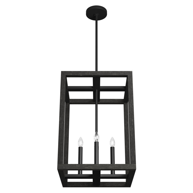 Squire Manor 4 - Light Lantern Rectangle Chandelier, 77" H x 15" W x 15" D, Matte Black