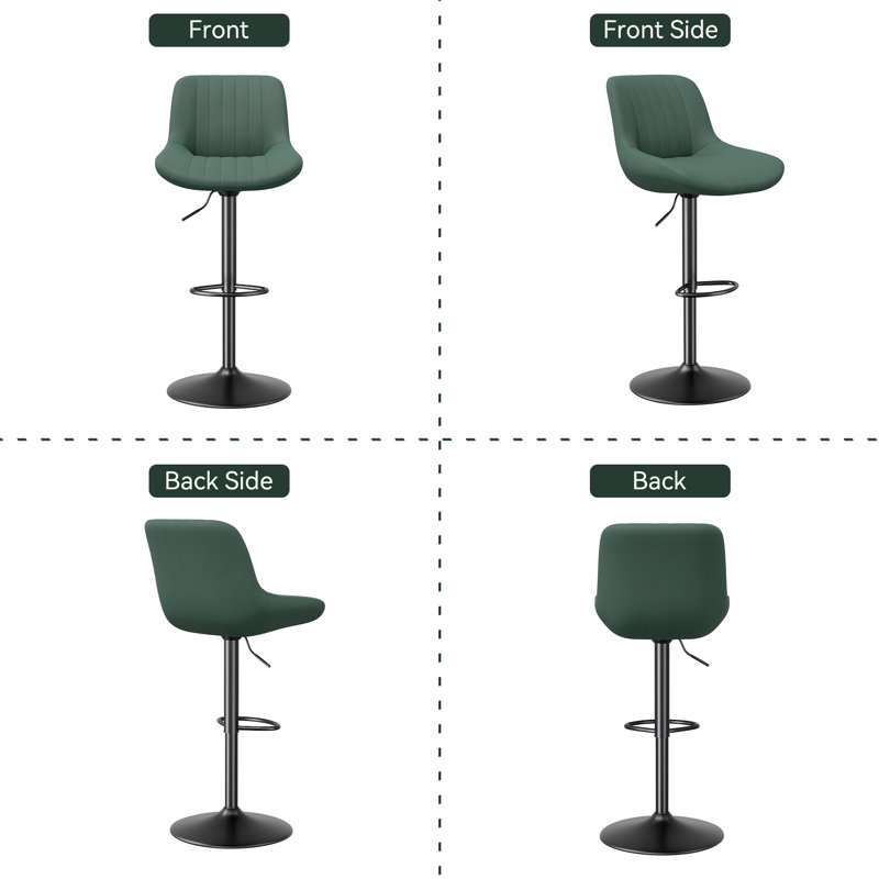 Tabourets de bar pivotants à hauteur réglable Nalupatio, Vert, 2
