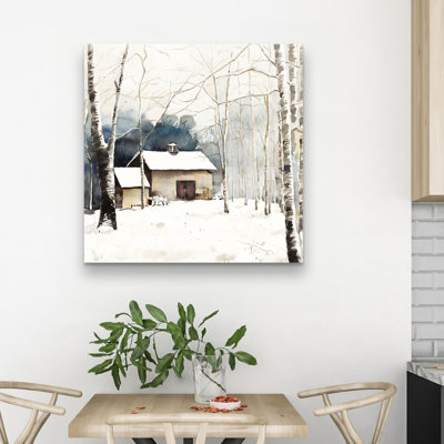 Small winter barn - 32"x32" art on canvas