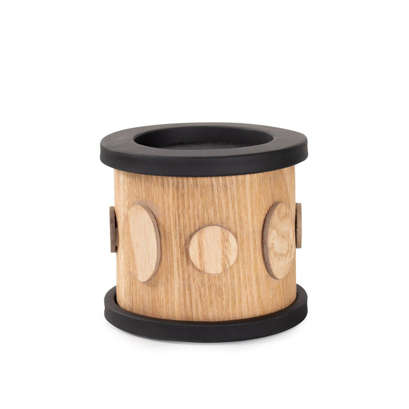 Robin Baron Winfield Wooden Candle Holder- Medium, 3.5" H x 4" W x 4" D