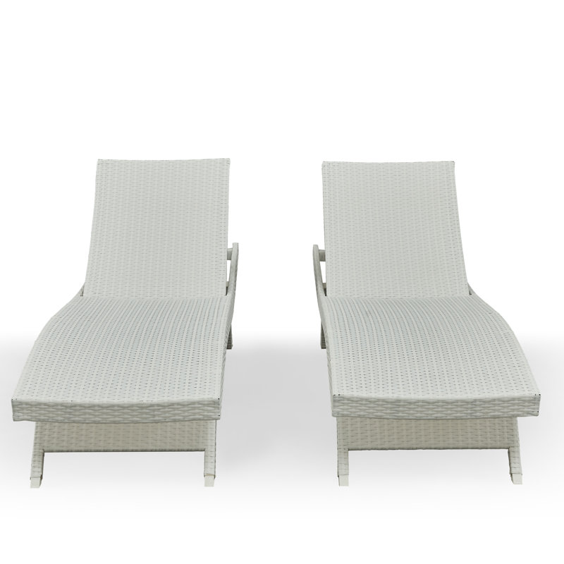 Chaise longue d'extérieur en osier Ozellar, Blanc