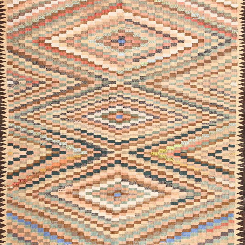 Tapis contemporain beige / rouge / brun Colville, Carré 8 pi