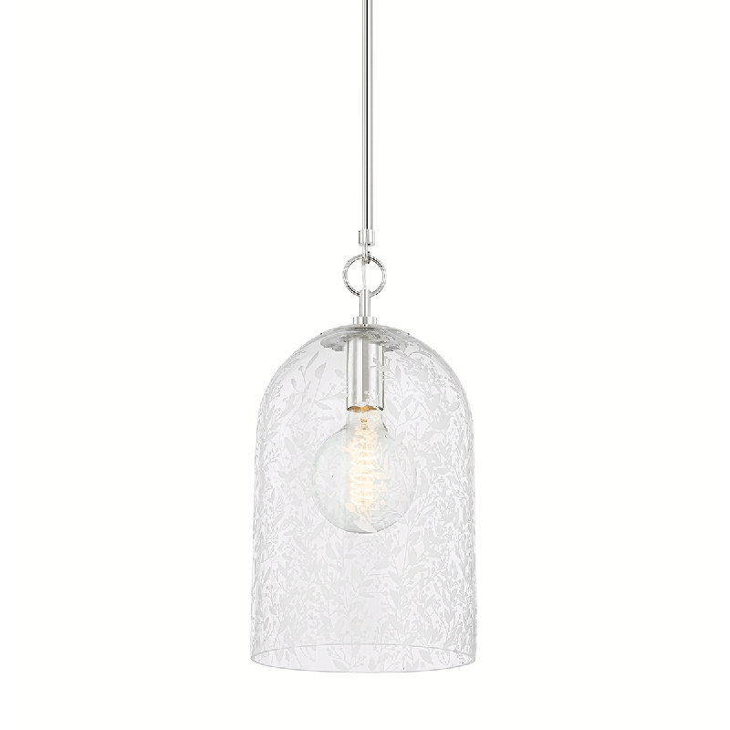 BELLEVILLE 1 LIGHT PENDANT, 29.25" H x 10" W x 10" D, Polished Nickel
