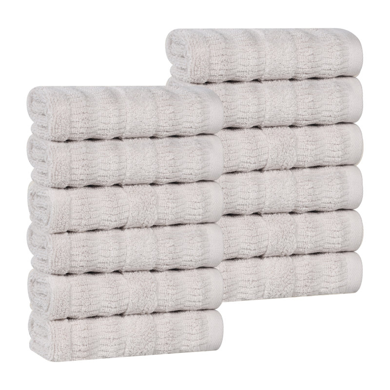 Mika Smart Twist Viscose Cotton Blend Medium Weight Solid Face Towels Washcloths, Silver