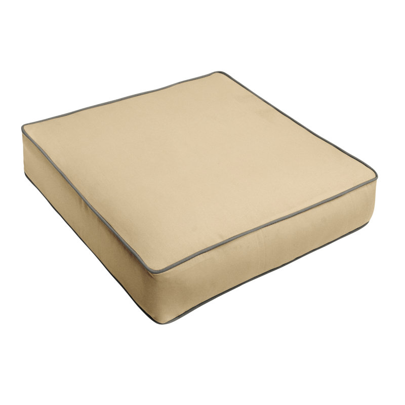 Carolena Outdoor Sunbrella Dining Chair Cushion, 5" H x 22.5" W x 22.5" D, Sunbrella - Canvas Antique Beige/Cord Canvas Charc