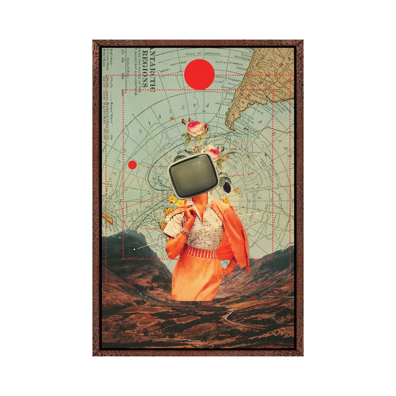 Antarctic Broadcast 1 Piece Wall Art on Canvas, 101.6cm H x 66.04cm W x 3.81cm D, Classic Brown Wood Framed