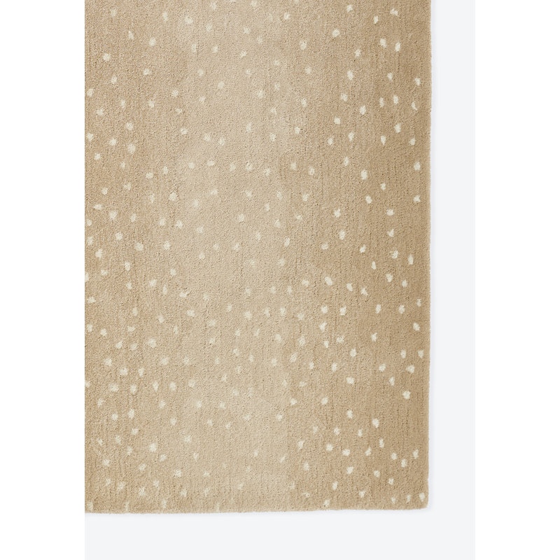 Hand Tufted Wool Area Rug, Rectangle 3'6" x 5'6", Beige/White