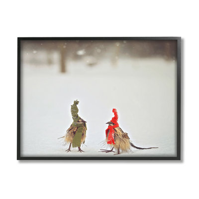 " Birds In Scarves Winter Snow " by Carrie Ann Grippo-Pike