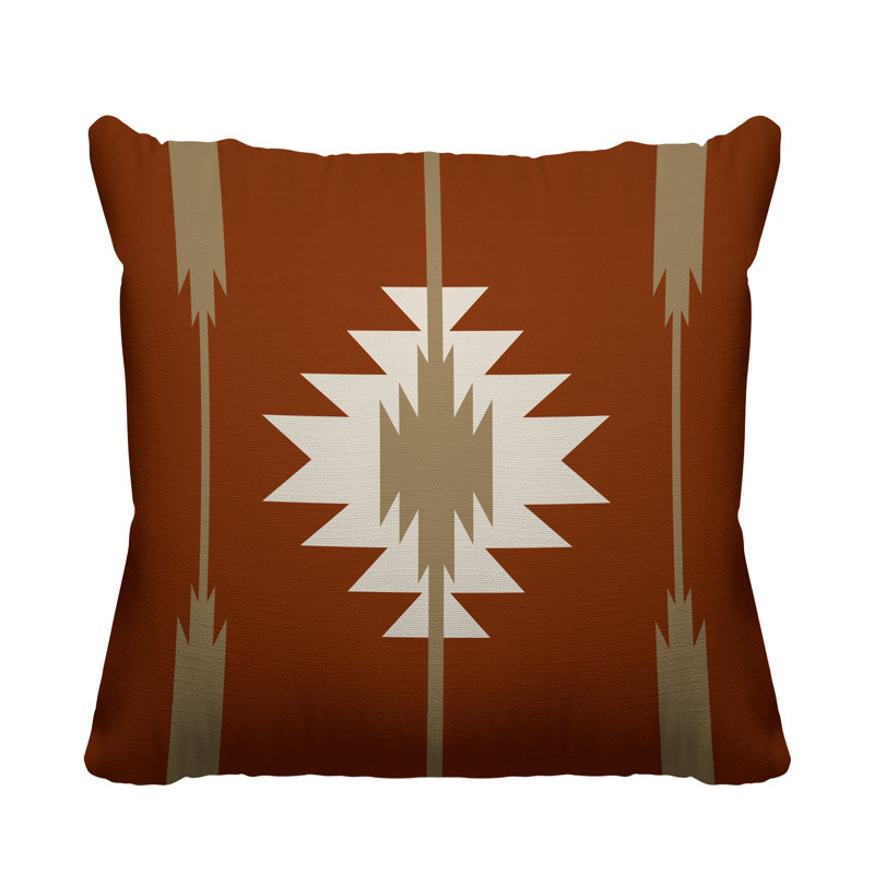Coussin décoratif intérieur / extérieur Jolon Southwestern, 17 po x 17 po, Orange brûlé, Carré