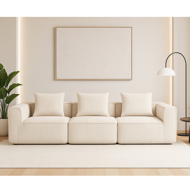Canapé luxueux en velours côtelé, Beige