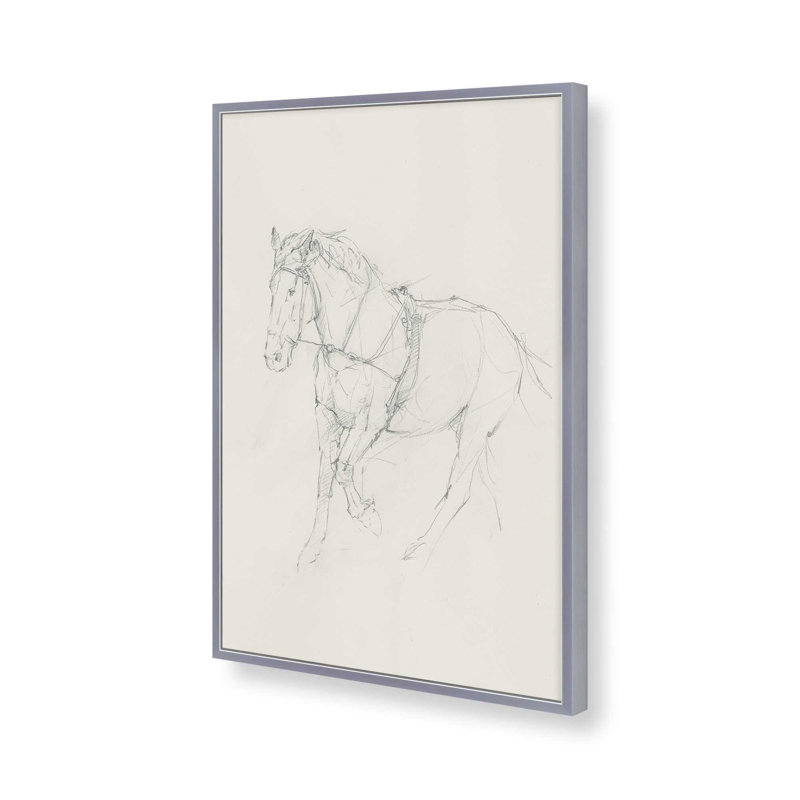 Reproduction d'art sur toile Bridled Horse, H 48 po x l 36 po, Impression sur cadre ouvert sans papier mat, Argent argent