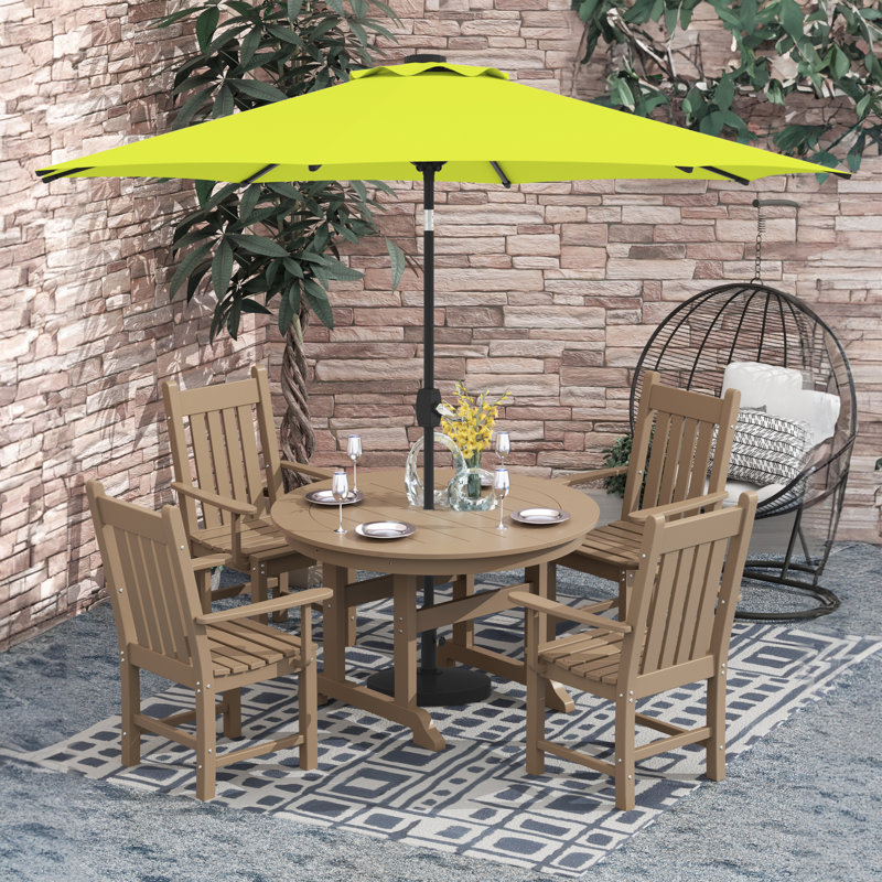 Laguna 4 - Person Patio Dining Set with Round Table, Weathered Wood