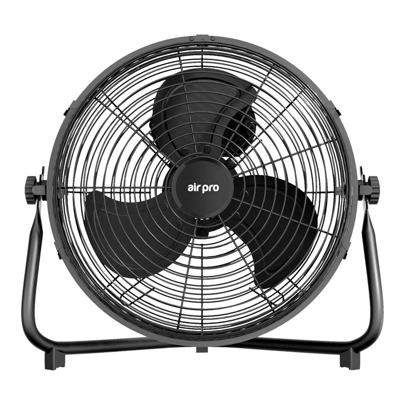 14" Floor Fan - Powerful Air Cooling Fan With 3 Speed Settings, Black