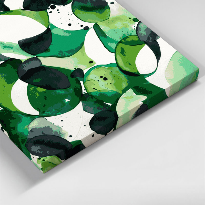 Abstrait aquarelle 70, art mural sur toile verte, H 8 po x l 8 po