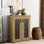 Armoire décorative en chêne doré et filet noir, armoire