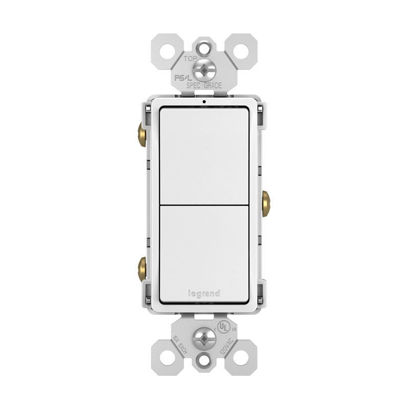 radiant 15 Amp Combination Single Pole/Single Pole Rocker Light Switch, White