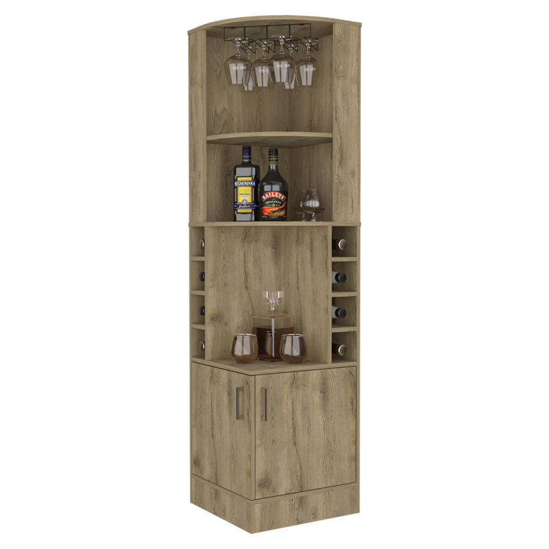 8-Bottle 2-Shelf Bar Cabinet Sideboard Metal Sideboard, Beige