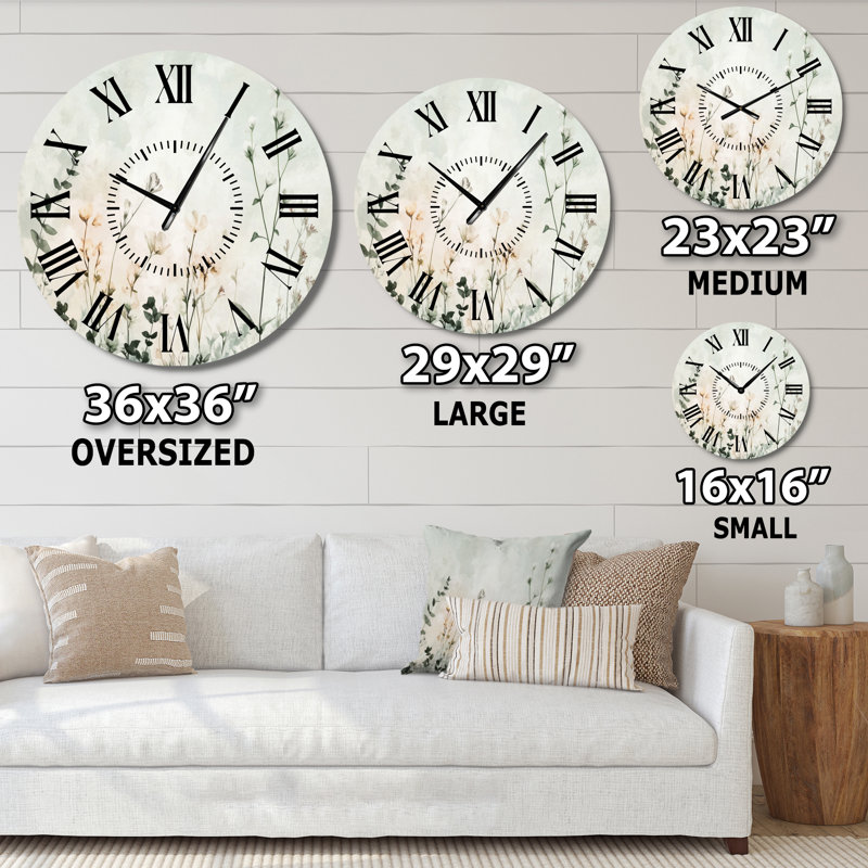 Horloge murale Soft Botanical Breeze II - Floral, Petit