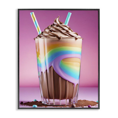 Rainbow Hued Milkshake Framed Giclee, design by Tabz Jones
