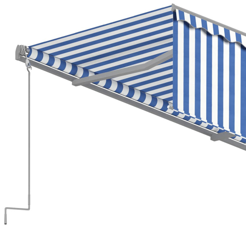 Dakota Fields Polyester Yellow/White Cover Retractable Patio Awning, Blue/White, 400cm W x 300cm D, Striped 1