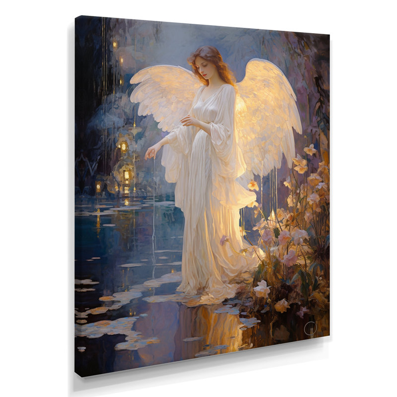 «Glorious Angel Magic Forest Night - Wings Angel», art mural, Toile tendue, H 32 po x l 16 po
