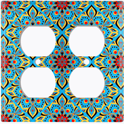 Carreau de mandala élégant bleu et rouge