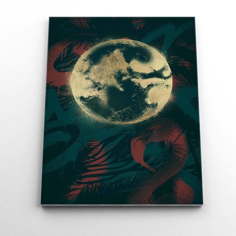 La Luna - Print on Canvas, Matte Black/White Framed, 91cm H x 61cm W x 5cm D