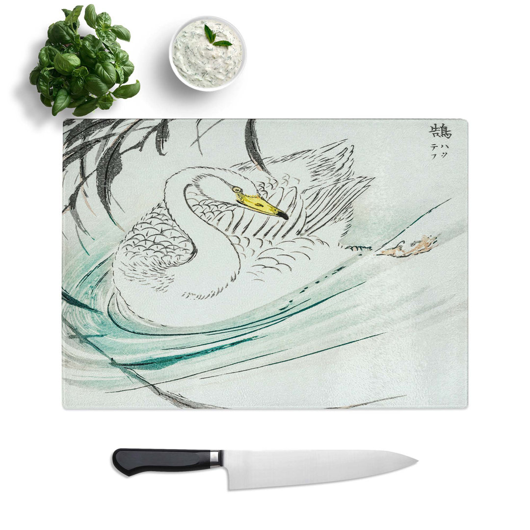 Tempered Glass Whooper Swan by Numata Kashu Chopping Board