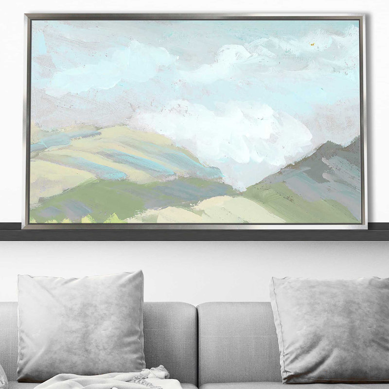 Hill View par Shel - Peinture, Cadre flottant argent, H 21,5 po x l 33,5 po x P 2 po
