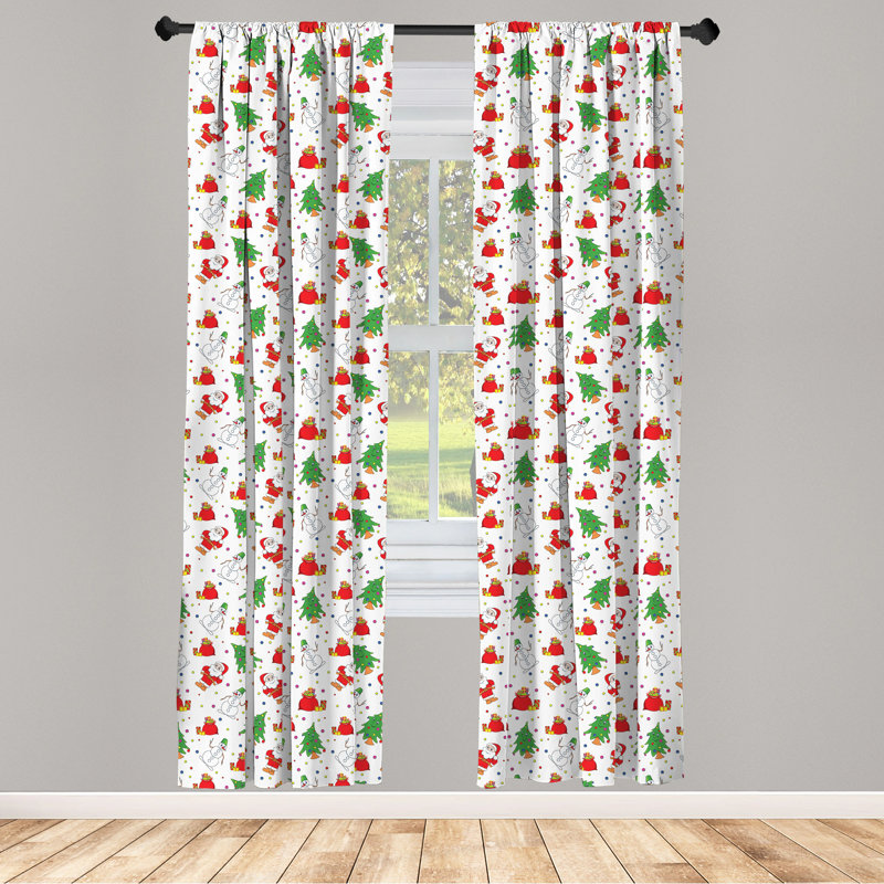 Christmas Polka Dot Semi-Sheer Rod Pocket Curtain Panels, 28" x 84"